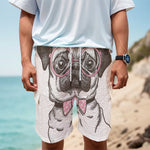 Cute Pug With Glasses Print Men's Cargo Shorts