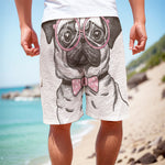 Cute Pug With Glasses Print Men's Cargo Shorts