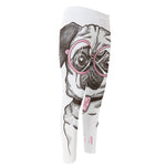 Cute Pug With Glasses Print Men's Compression Pants