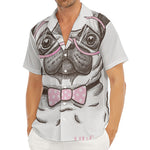 Cute Pug With Glasses Print Men's Deep V-Neck Shirt