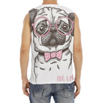 Cute Pug With Glasses Print Men's Fitness Tank Top