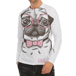 Cute Pug With Glasses Print Men's Long Sleeve Rash Guard