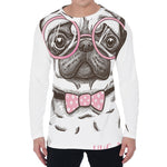 Cute Pug With Glasses Print Men's Long Sleeve T-Shirt