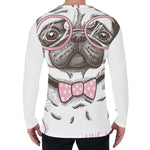 Cute Pug With Glasses Print Men's Long Sleeve T-Shirt