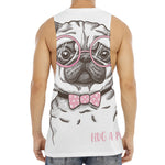 Cute Pug With Glasses Print Men's Muscle Tank Top