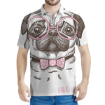 Cute Pug With Glasses Print Men's Polo Shirt