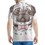 Cute Pug With Glasses Print Men's Polo Shirt