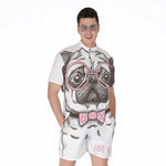 Cute Pug With Glasses Print Men's Rompers