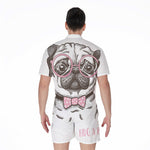 Cute Pug With Glasses Print Men's Rompers