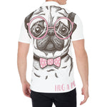 Cute Pug With Glasses Print Men's Shirt