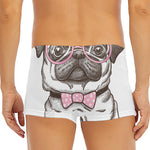 Cute Pug With Glasses Print Men's Short Boxer Briefs