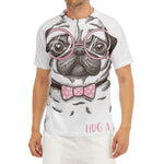 Cute Pug With Glasses Print Men's Short Sleeve Rash Guard