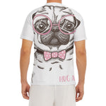 Cute Pug With Glasses Print Men's Short Sleeve Rash Guard