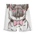 Cute Pug With Glasses Print Men's Athletic Shorts