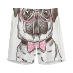 Cute Pug With Glasses Print Men's Sports Shorts