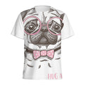 Cute Pug With Glasses Print Men's Athletic T-Shirt