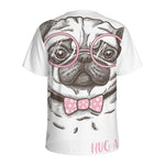 Cute Pug With Glasses Print Men's Sports T-Shirt