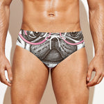 Cute Pug With Glasses Print Men's Swim Briefs