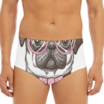 Cute Pug With Glasses Print Men's Triangle Swim Briefs