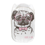 Cute Pug With Glasses Print Mesh Laundry Hamper