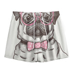 Cute Pug With Glasses Print Mesh Shorts