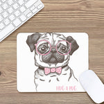 Cute Pug With Glasses Print Mouse Pad