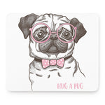 Cute Pug With Glasses Print Mouse Pad