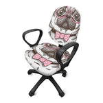 Cute Pug With Glasses Print Office Chair Cover