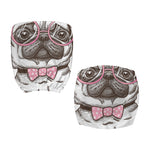 Cute Pug With Glasses Print Office Chair Cover