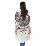 Cute Pug With Glasses Print Open Front Beach Cover Up