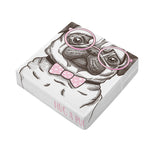 Cute Pug With Glasses Print Outdoor Seat Cushion Cover