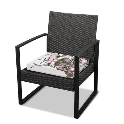 Cute Pug With Glasses Print Outdoor Seat Cushion Cover