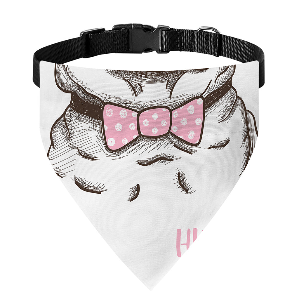 Cute Pug With Glasses Print Over The Collar Dog Bandana