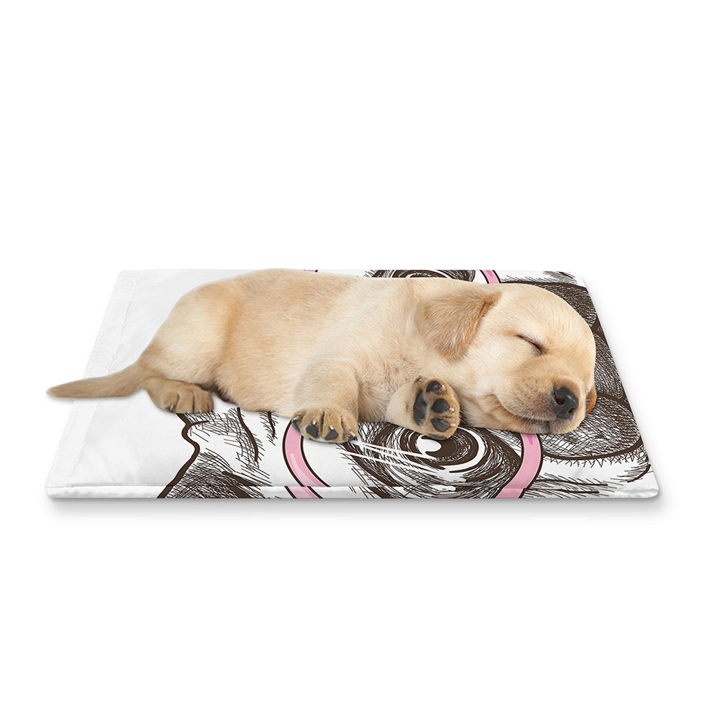 Cute Pug With Glasses Print Pet Cooling Mat Cover