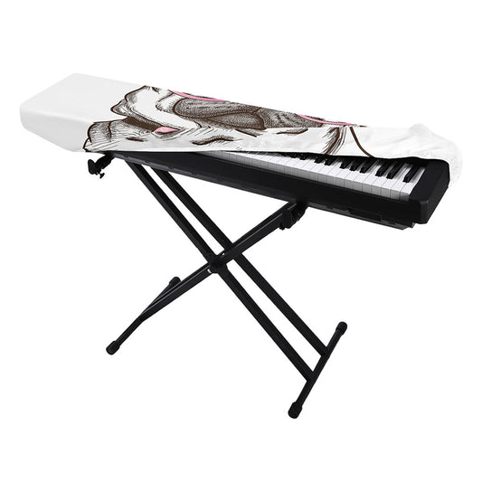 Cute Pug With Glasses Print Piano Keyboard Cover