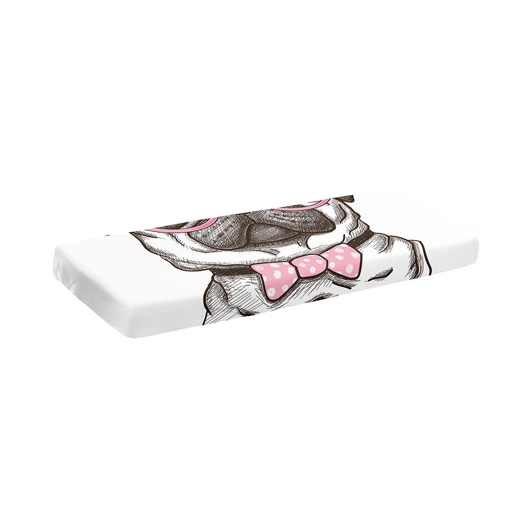 Cute Pug With Glasses Print Piano Keyboard Cover