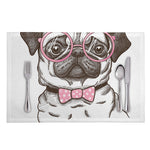 Cute Pug With Glasses Print Placemat