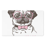 Cute Pug With Glasses Print Polyester Doormat