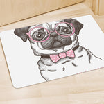 Cute Pug With Glasses Print Polyester Doormat
