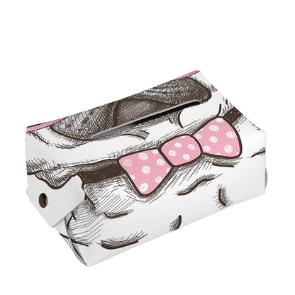Cute Pug With Glasses Print Rectangle Tissue Box Cover