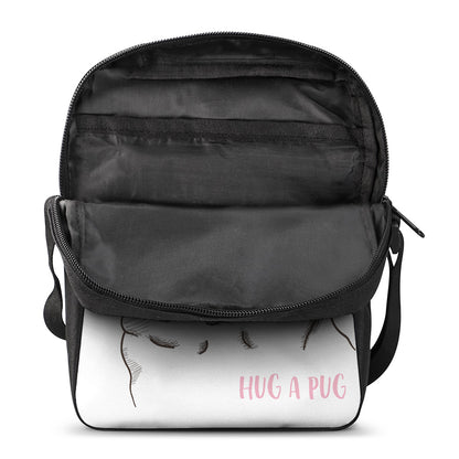 Cute Pug With Glasses Print Rectangular Crossbody Bag