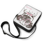 Cute Pug With Glasses Print Rectangular Crossbody Bag