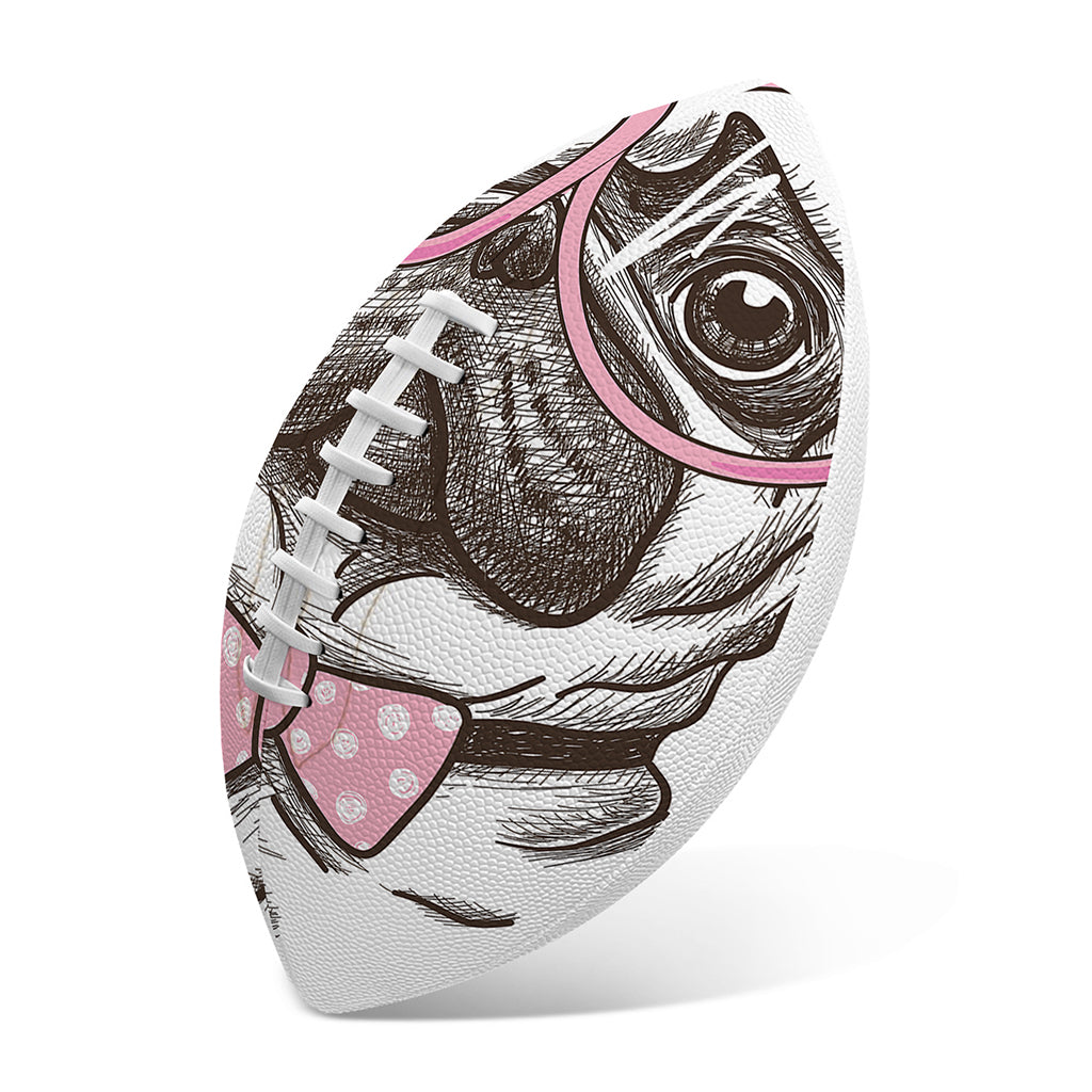 Cute Pug With Glasses Print Rugby Ball