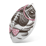Cute Pug With Glasses Print Rugby Ball