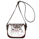 Cute Pug With Glasses Print Saddle Bag