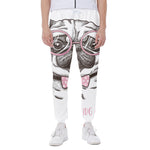 Cute Pug With Glasses Print Scuba Joggers