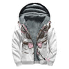 Cute Pug With Glasses Print Sherpa Lined Zip Up Hoodie