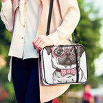 Cute Pug With Glasses Print Shoulder Strap Bible Bag