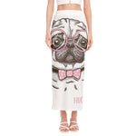 Cute Pug With Glasses Print Side Slit Maxi Skirt