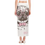 Cute Pug With Glasses Print Side Slit Maxi Skirt